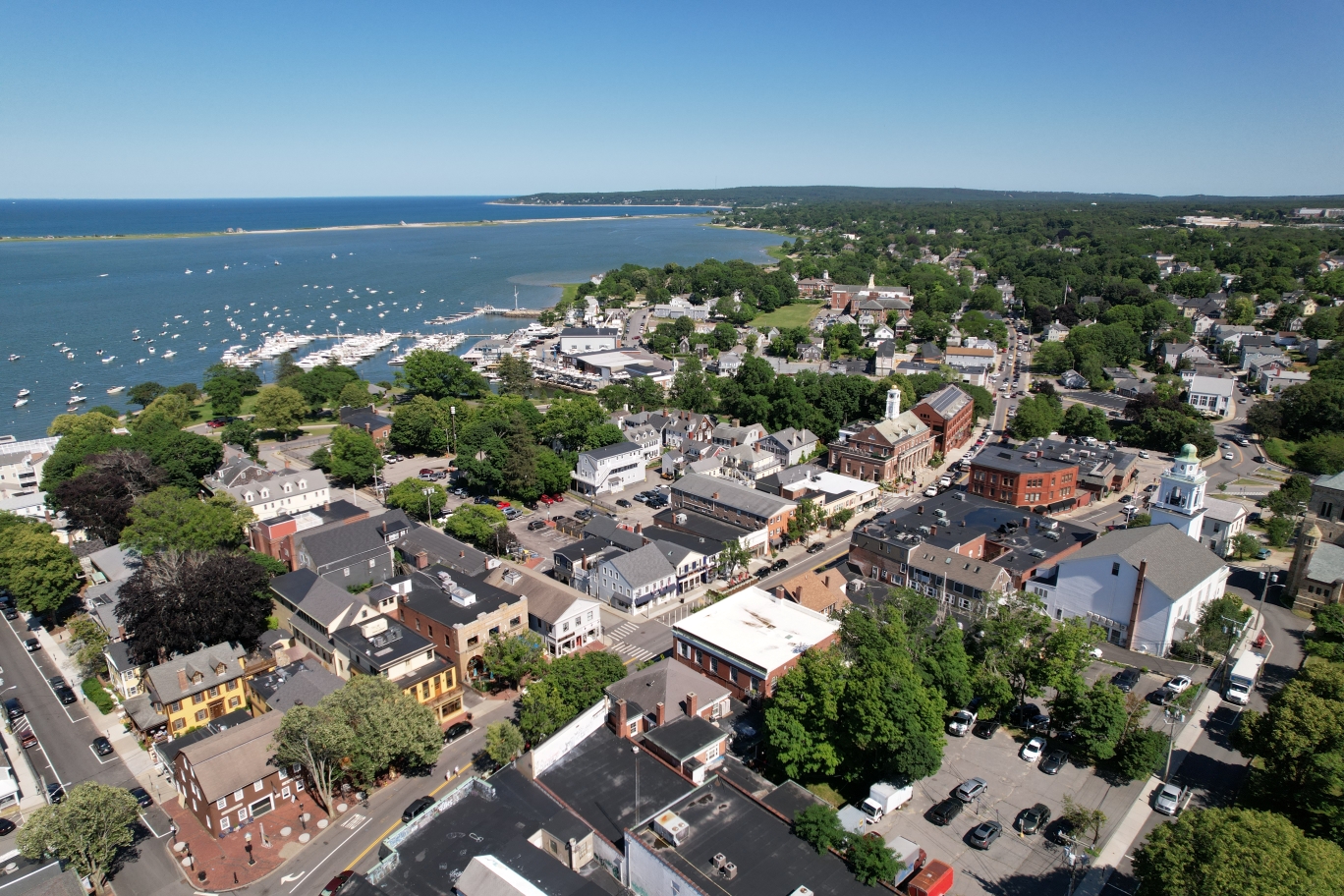 Drone shot of Downtown Plymouth